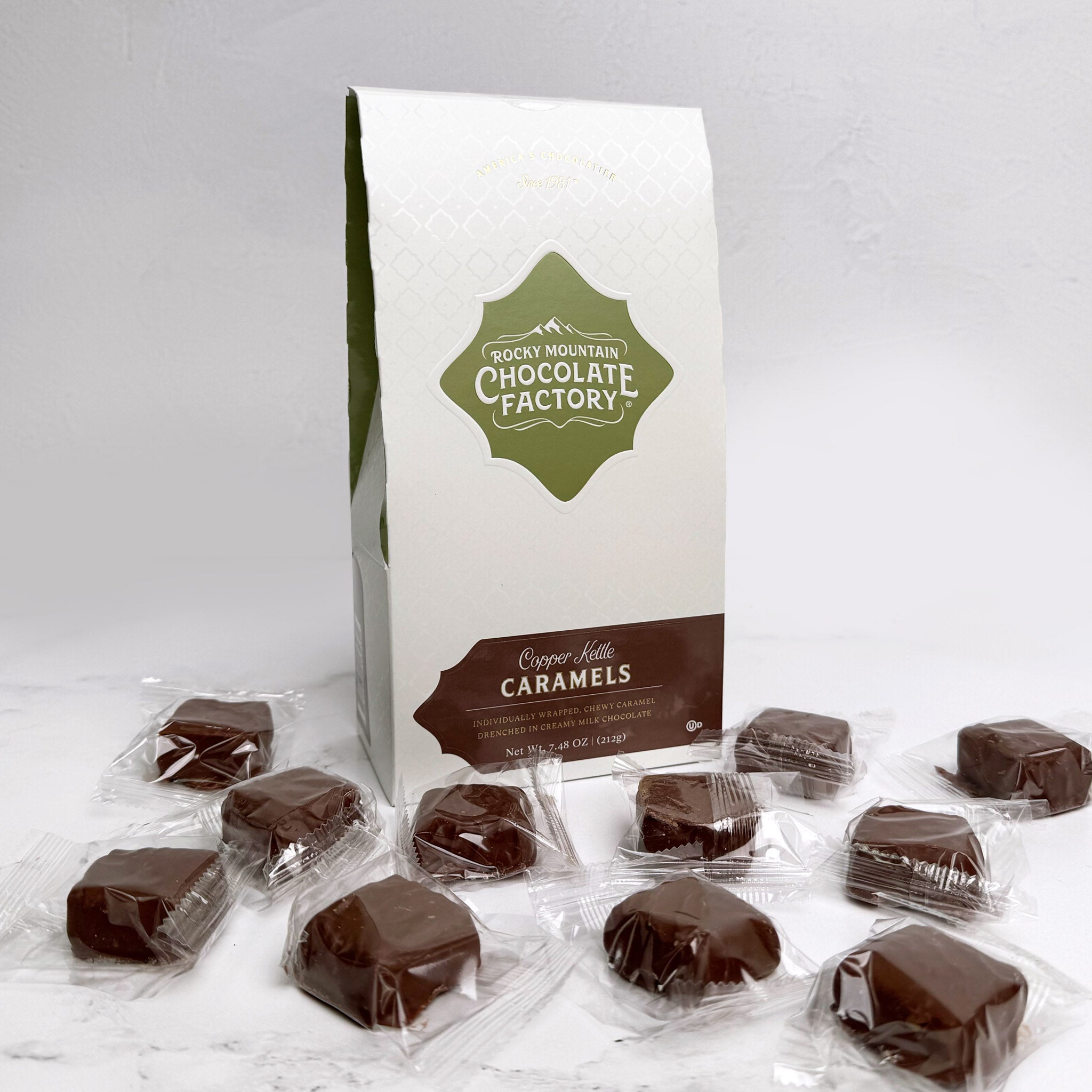 Copper Kettle Caramels, individually wrapped chocolate and caramel, Rocky Mountain Chocolate Factory
