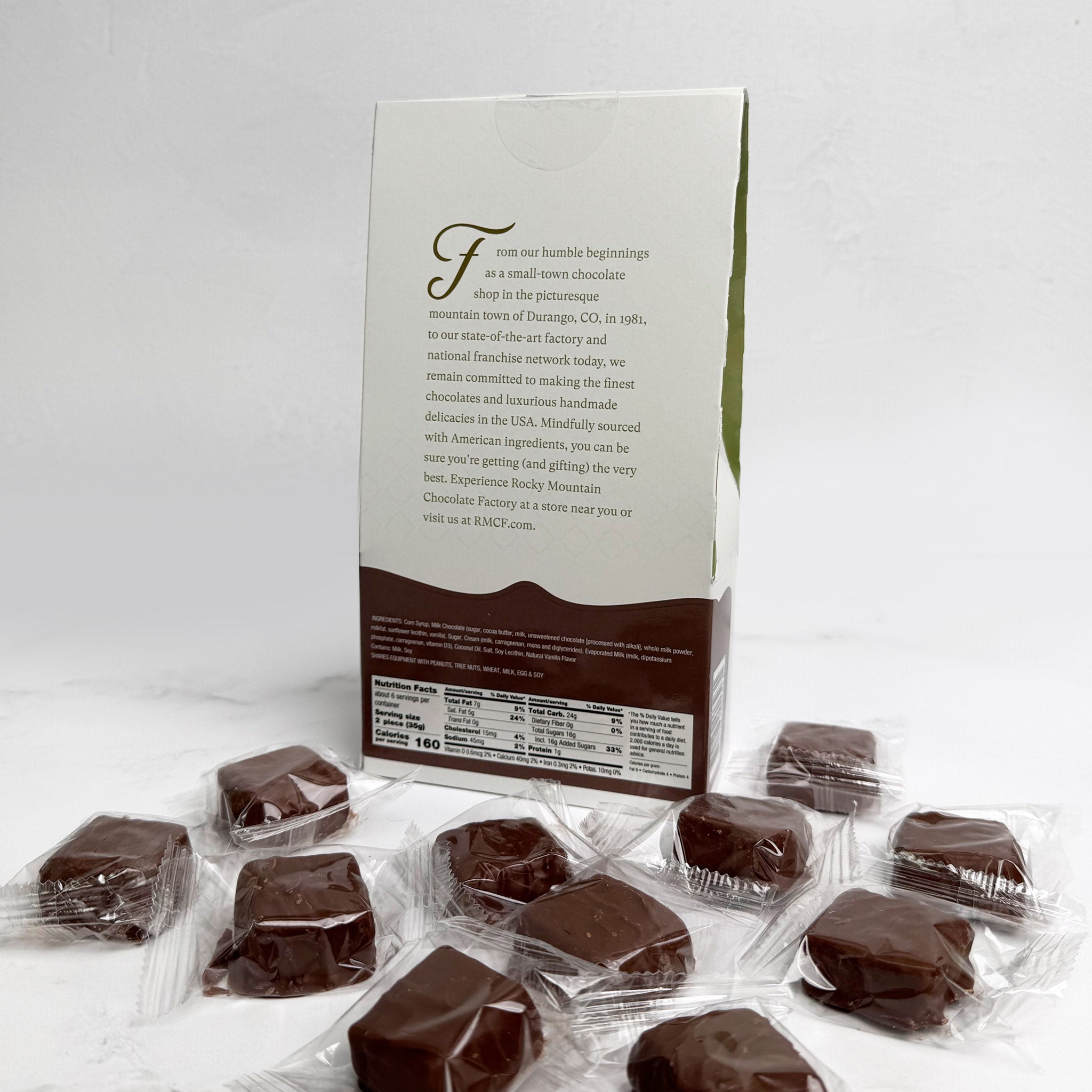 Copper Kettle Caramels, individually wrapped chocolate and caramel, Rocky Mountain Chocolate Factory
