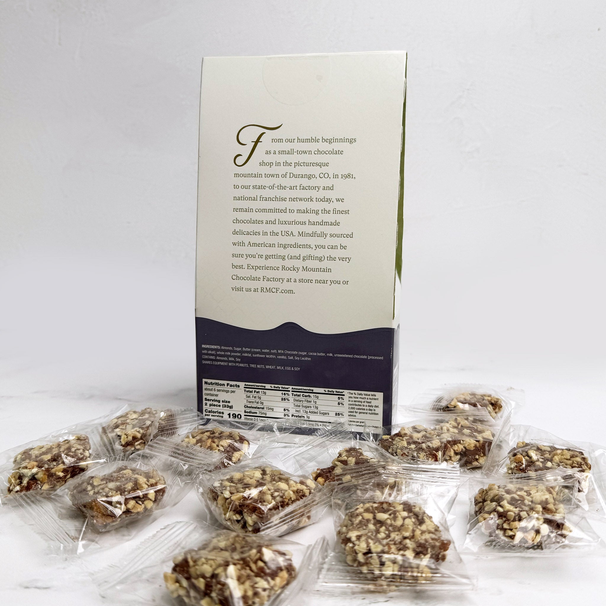 Old Fashioned English Toffee tote, individually wrapped, toffee, milk chocolate by Rocky Mountain Chocolate Factory